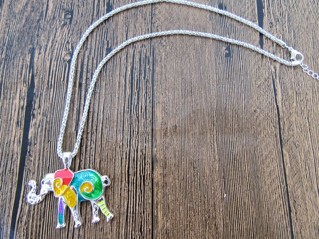 12Pcs Traditional Enamel Elephant Pendant Necklace - Click Image to Close