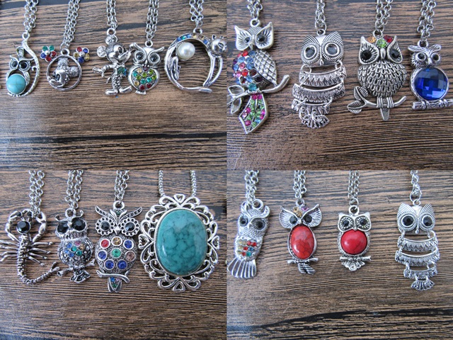 20Pcs New Chic Owl Etc Pendant Necklace Assorted - Click Image to Close
