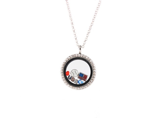 50Pcs Floating Charm Crystal Glass Locket Pendant Necklace Whole