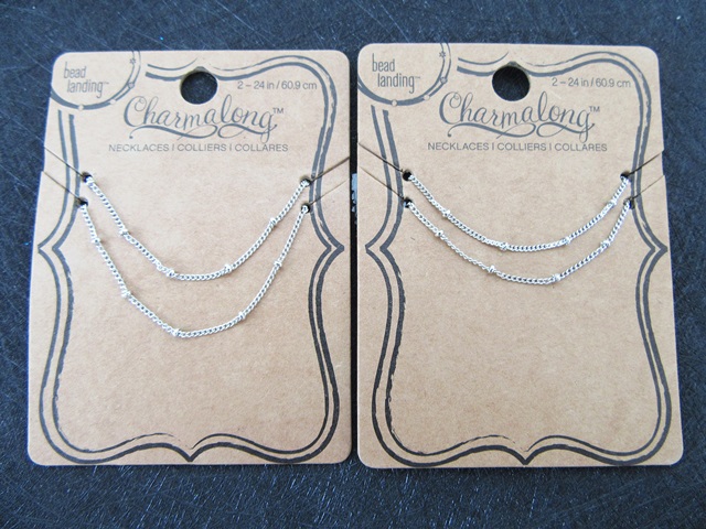 12Sheets X 2Pcs Simple Fashion Bronze Silver Chain Necklace Reta - Click Image to Close