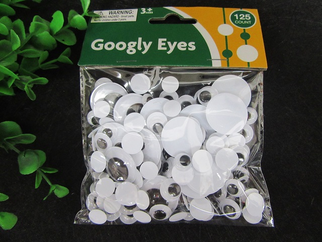 6Pkts x 125Pcs Black Joggle Eyes/Movable Eyes for Crafts - Click Image to Close