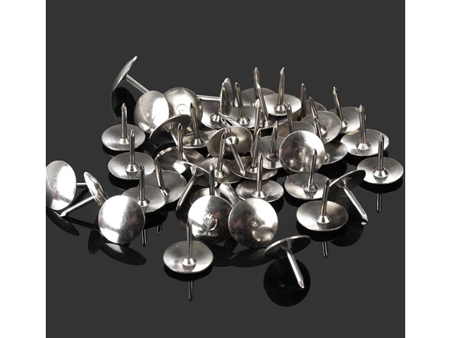 10Pkts X 100Pcs Metal Round Top Thumb Tack Nail Pushpin Silver T - Click Image to Close