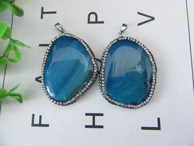 4Pcs Natural Gemstone Charm Pendants with Rehinestone Mixed 4Pcs Natural Gemstone Charm Pendants with Rehinestone Mixed