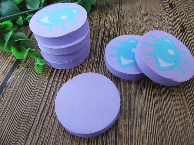 50Pcs Purple Circle Blue Eye Erasers Student Stationery - Click Image to Close