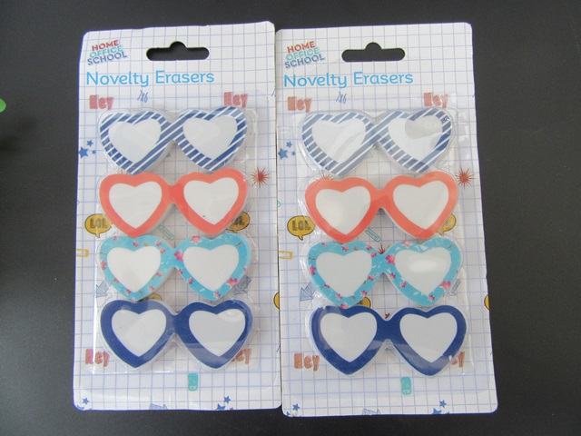 10Packets X 4Pcs Double Twin Heart Erasers Stationery - Click Image to Close