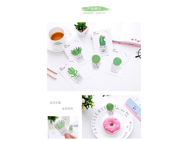 20 Cactus Paper Sticker Bookmark Plant Marker Memo Sticky Notes