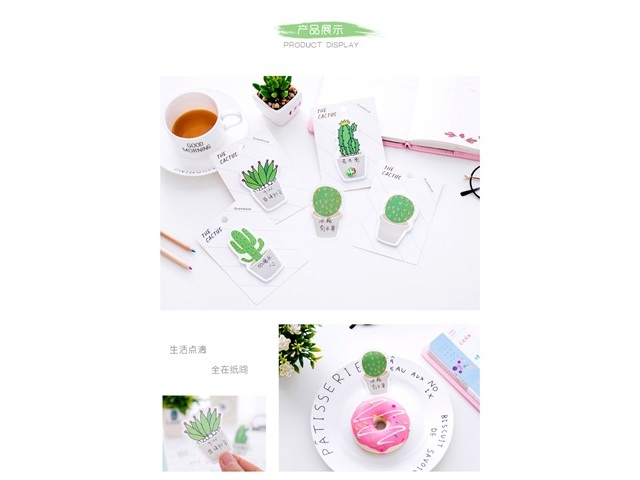 20 Cactus Paper Sticker Bookmark Plant Marker Memo Sticky Notes - Click Image to Close