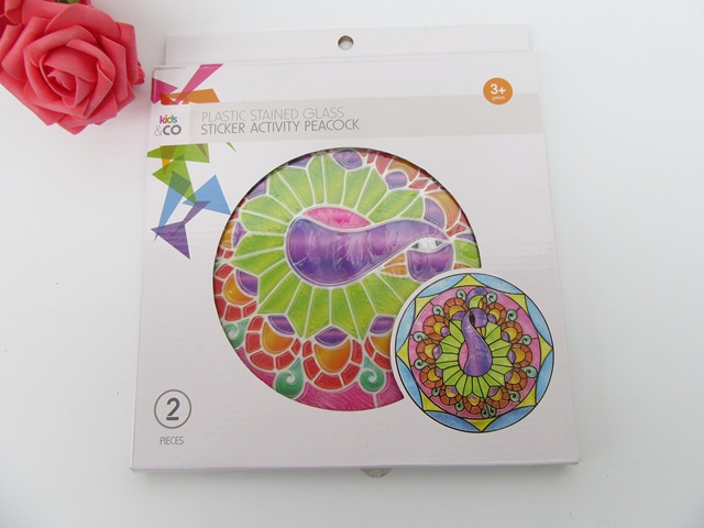 1Set Plastic Stained Glass Sticker Activity Peacock - Click Image to Close