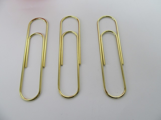 6Packets X 10Pcs Metal Golden Tone Paper Clips 100x24mm - Click Image to Close