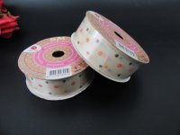 12Rolls X 6M Ivory Dotted Satin Ribbon 25mm wide 12Rolls X 6M Ivory Dotted Satin Ribbon 25mm wide
