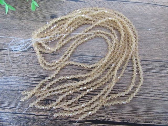10Strand x 61Pcs Yellow Faceted Bicone Crystal Glass Beads 5mm