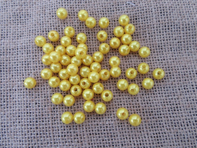 1000 Yellow 8mm Round Simulate Pearl Beads 1000 Yellow 8mm Round Simulate Pearl Beads