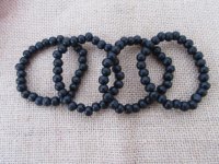 30Pcs Black Elastic Wooden Beaded Bracelets Wholesale