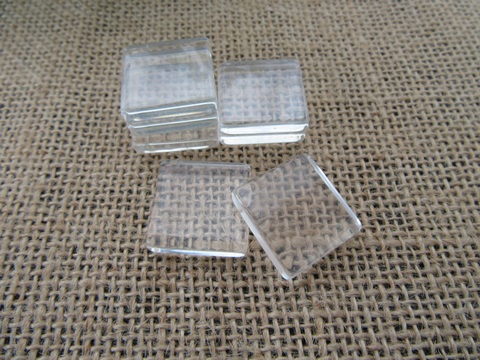 50Pcs Clear Cube Glass Magnifying Cabochon Tiles Beads 21x21x5mm - Click Image to Close