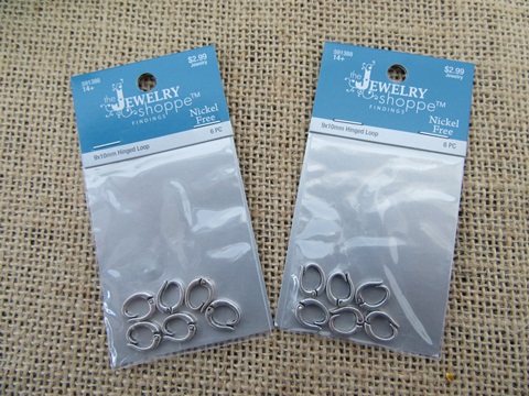 12Sheets X 6Pcs Nickel Free Hinged Loop Jewellery Finding 10x9mm - Click Image to Close