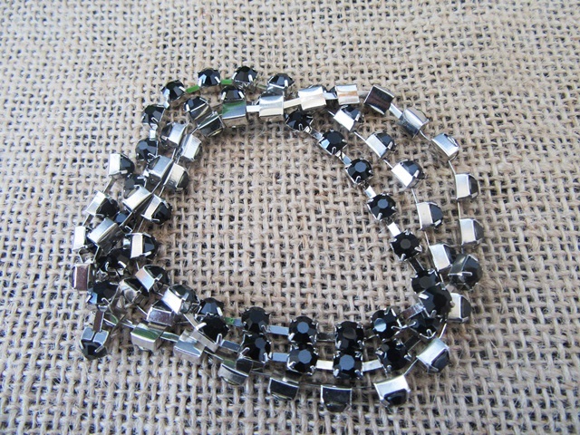50Strand Black Rhinestone Chain Trimming Sparkly Sewing Craft DI