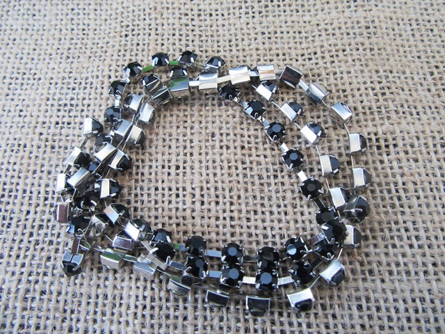 50Strand Black Rhinestone Chain Trimming Sparkly Sewing Craft DI - Click Image to Close