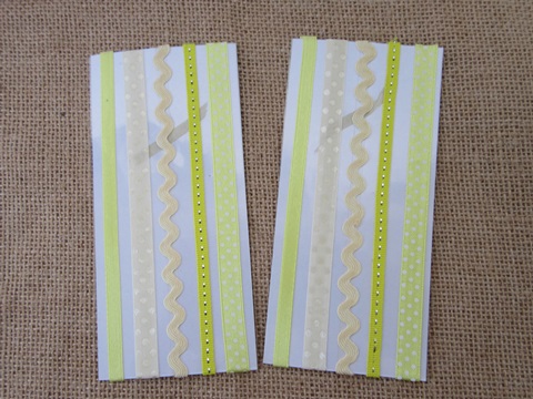 20Sheets X 5Pcs Yellow Adhesive Printed Ribbon Craft Trim - Click Image to Close