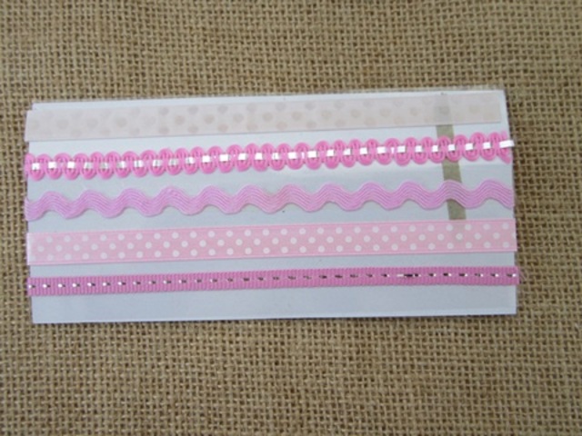 20Sheets X 5Pcs Pink Adhesive Printed Ribbon Craft Trim 20Sheets X 5Pcs Pink Adhesive Printed Ribbon Craft Trim