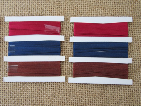 100Sheets X 3Pcs Satin Ribbon 5mm Craft Trim Embellishment Mixed - Click Image to Close