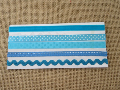 20Sheets X 5Pcs Blue Adhesive Printed Ribbon Craft Trim - Click Image to Close