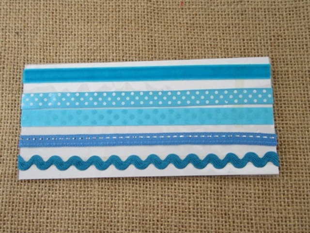 20Sheets X 5Pcs Blue Adhesive Printed Ribbon Craft Trim 20Sheets X 5Pcs Blue Adhesive Printed Ribbon Craft Trim