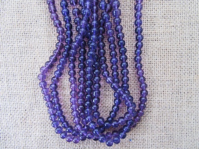 5Strand X 110Pcs Round Purple Glass Beads 8mm