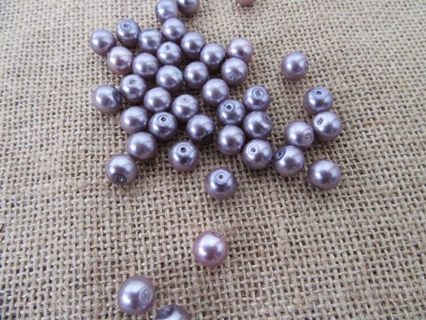 100Pcs Purple Simulate Pearl Glass Bead Loose Bead - Click Image to Close