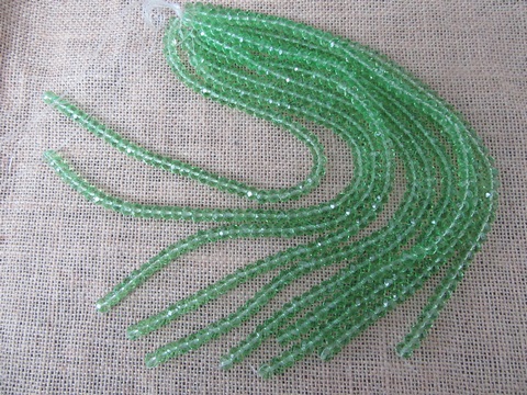 10Strand x 56Pcs Green Rondelle Faceted Crystal Beads 8mm - Click Image to Close