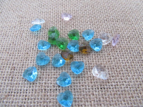 500pcs Faceted Heart Shape Crystal Glass Beads Mixed Color - Click Image to Close