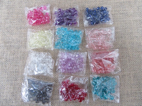 680Pcs Faceted Round Acrylic Beads 8mm Mixed Color - Click Image to Close