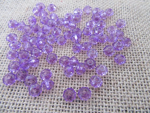 2400Pcs Purple Faceted Barrel Arylic Beads 6x8mm - Click Image to Close