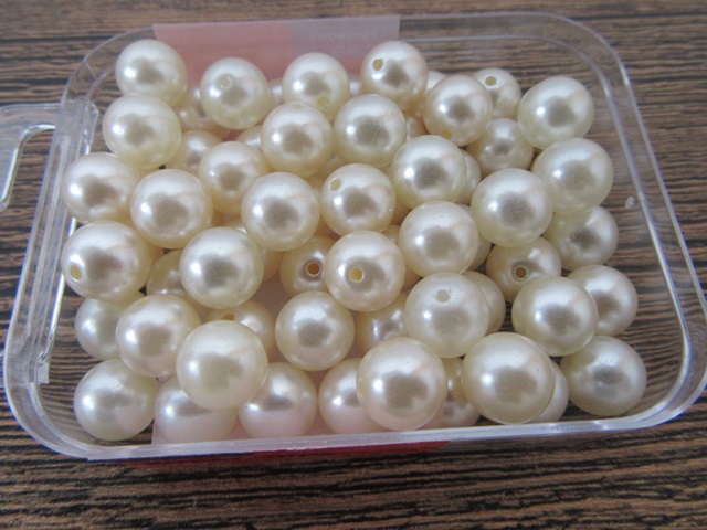 190Pcs (250g) Ivory Round Simulate Pearl Loose Beads 14mm - Click Image to Close