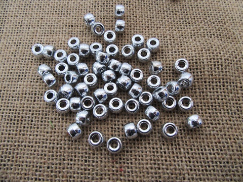 2100pcs Silver Plated Pony Beads Jewelry Finding 9x6mm - Click Image to Close