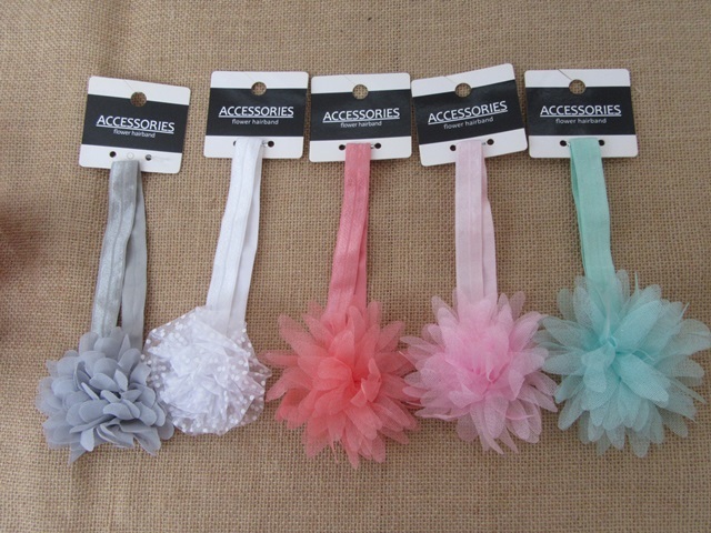 12Pcs Flower Hairband Hair Elastic Scrunchies Head Band Mixed Co