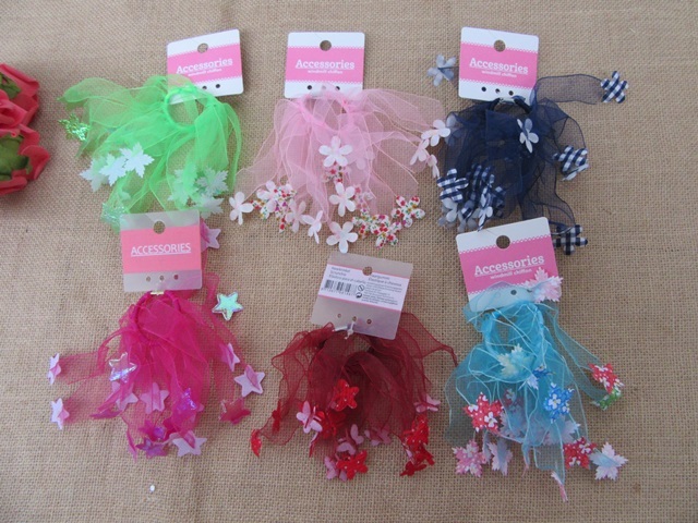 20Pcs Organza Windmill Chiffon Hair Band Hair Elastic Scrunchies - Click Image to Close