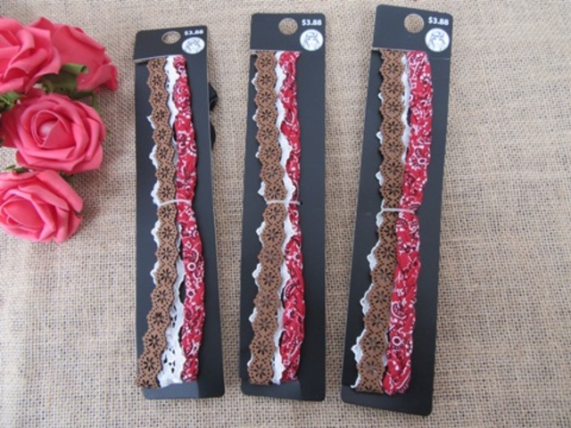 12Sheets X 3Pcs New Elastic Head Band 3 Designs