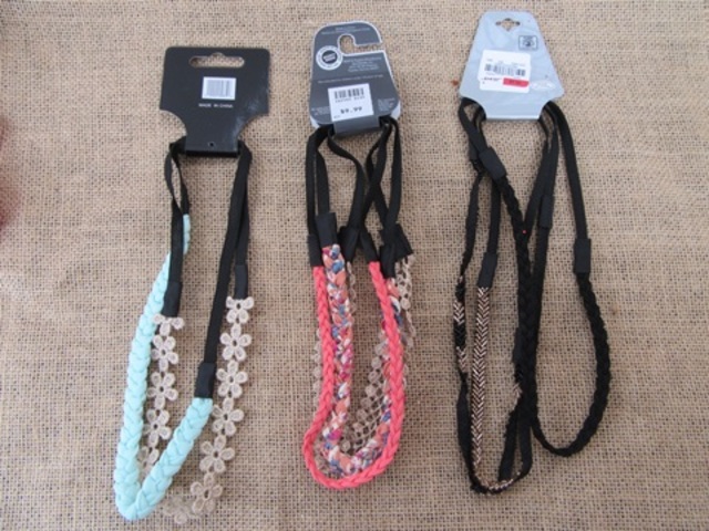12Sheets Elastic Head Band 23cm Half Length Various Design