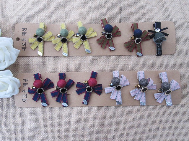 12Pcs Bowknot Duckclip Hair Clips Bobby Pins Assorted - Click Image to Close