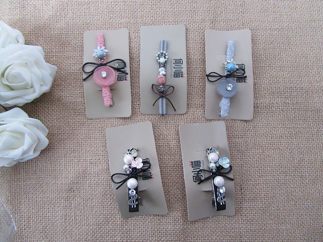 12Pcs Elegant Flower Design Hair Clips Bobby Pins Assorted - Click Image to Close