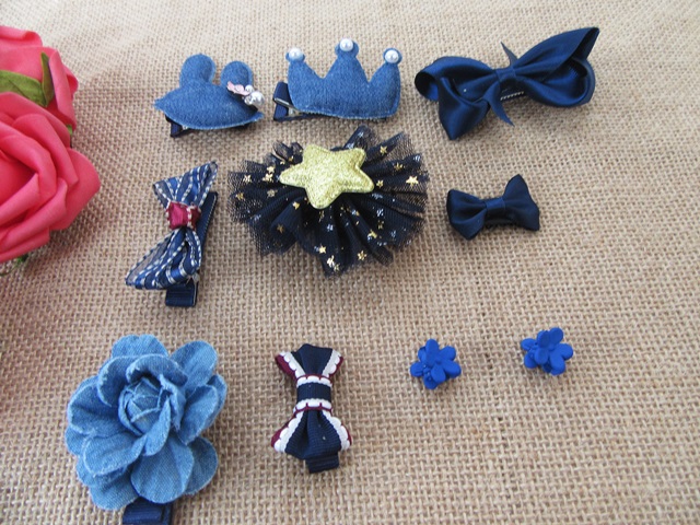 10Pcs Navy Blue Duckclip Hair Clips Hairclips Gift Box - Click Image to Close