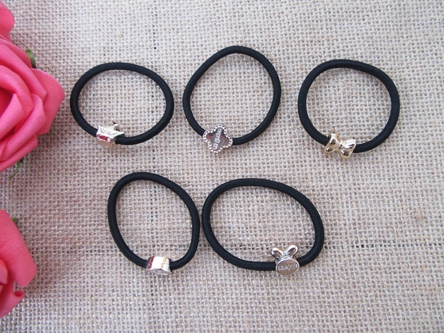 20Pcs Black Elastic Hair Ties Hair Bands Scrunchies 5cm Dia.