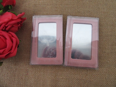 12Pcs Pink PU Leather Credit Card ID Holder Wallet w/Mirror - Click Image to Close