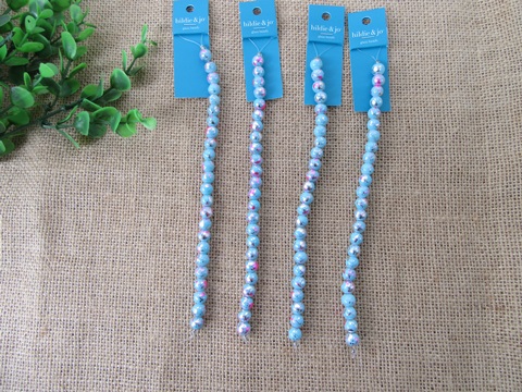 12Strand x 24Pcs Blue Art Glass Beads Unfinished Beaded Bracelet - Click Image to Close