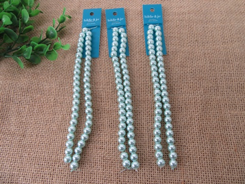 12Sheets X 2Strands Blue Simulate Glass Pearl Beads Unfinished B - Click Image to Close