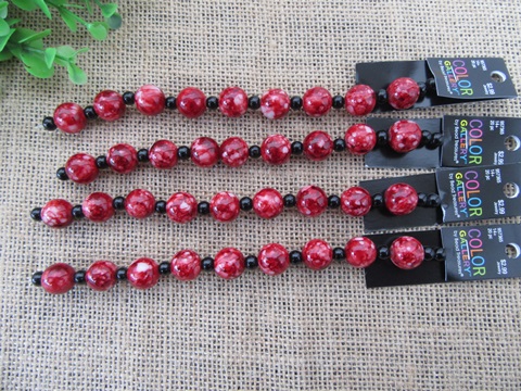 12Strands Red Art Glass Beads Unfinished Beaded Bracelets - Click Image to Close