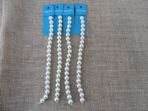 12X Ivory Simulate Glass Pearl Beads Unfinished Beaded Bracelet - Click Image to Close