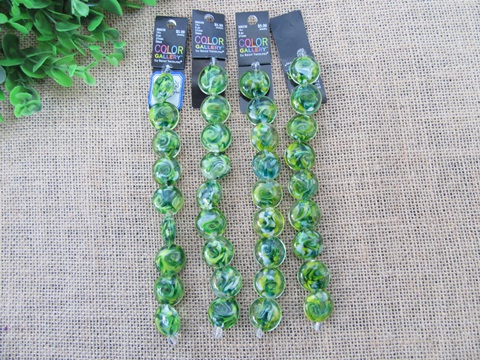 12Strand x 9Pcs Green Lampwork Glass Bead Beaded Unfinished Brac - Click Image to Close