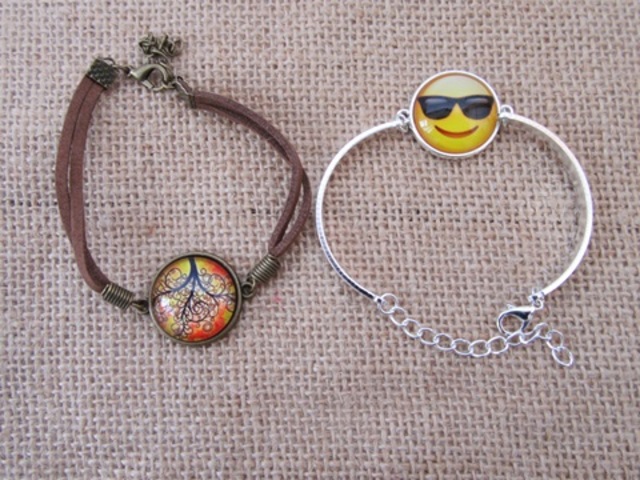30Pcs Leather Bracelet Metal Bangles Assorted