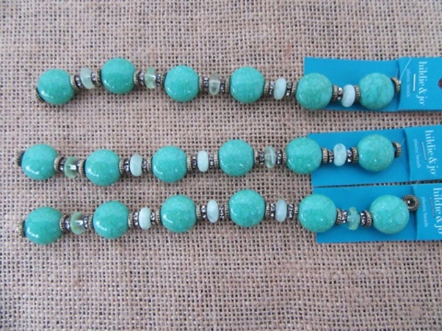 12 Blue Turo Bead Beaded Unfinished Bracelets - Click Image to Close